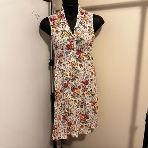 Vintage LizWear cottagecore Floral‎ Sleeveless Dress cotton